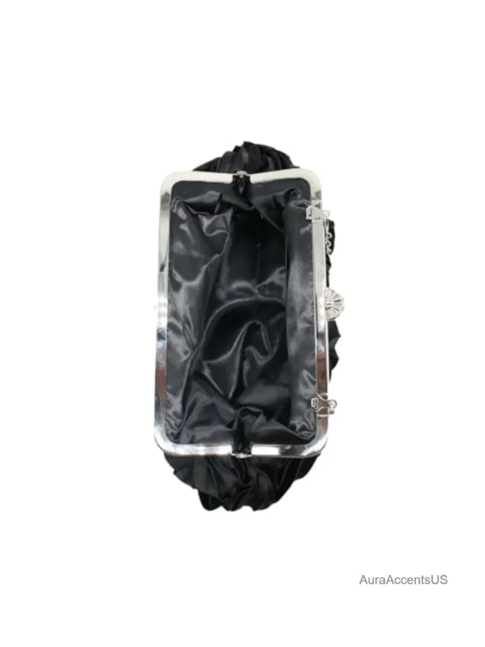 Satin Rhinestone Evening Clutch Purse with Chain